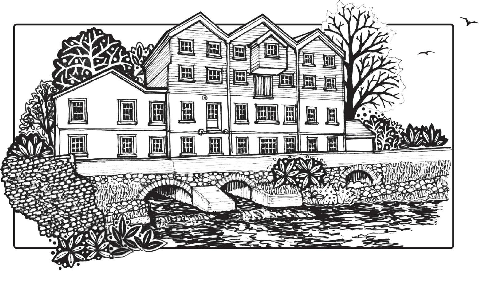 drawing of Buxton Mill
