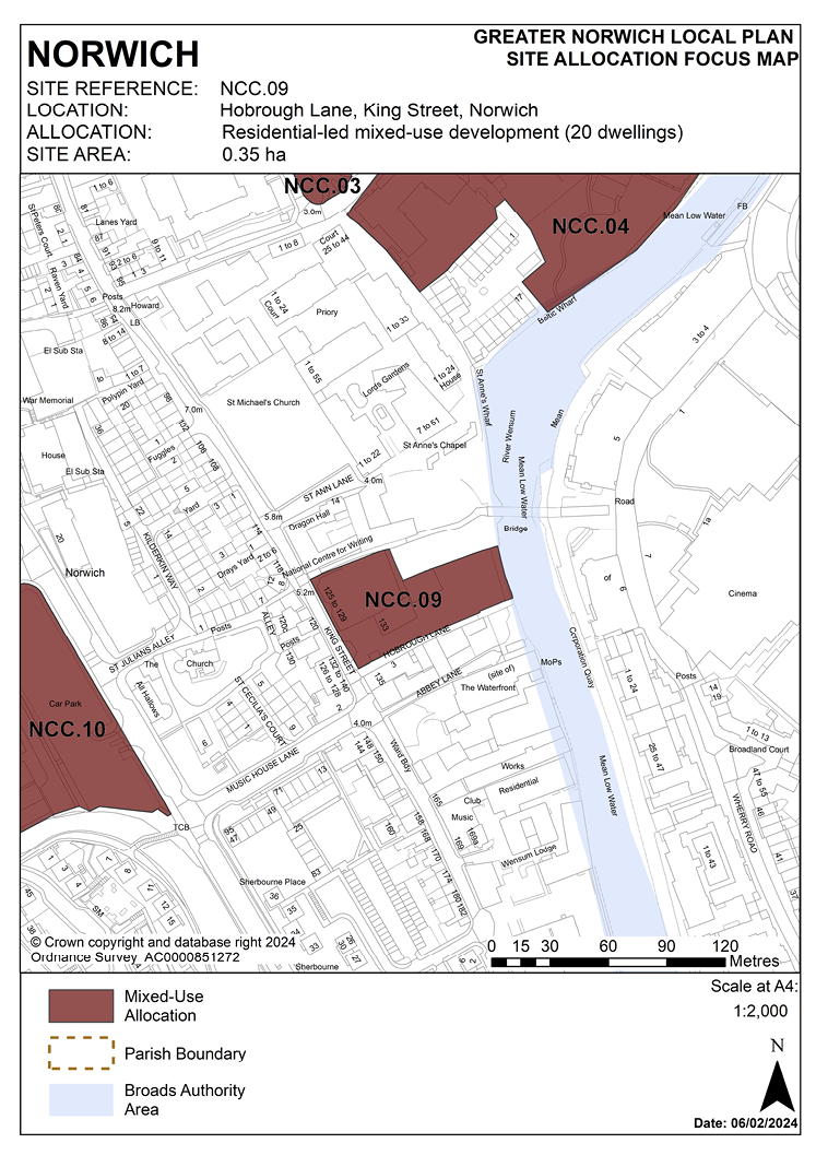 NORWICH Site Reference: NCC.09 Location: Hobrough Lane, King Street, Norwich. Allocation: Residential-led mixed-use development (20 dwellings). Site Area: 0.35ha.