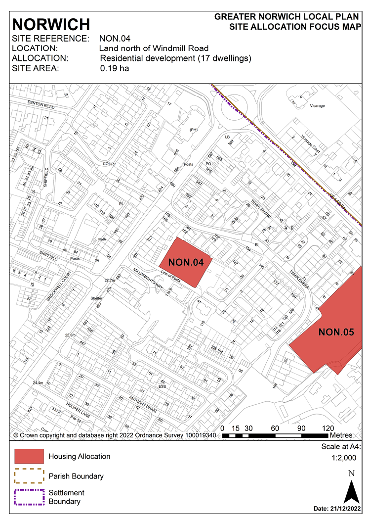 NORWICH SITE REFERENCE: NON.04 LOCATION: Land north of Windmill Road ALLOCATION: Residential development (17 dwellings) SITE AREA: 0.19 ha
