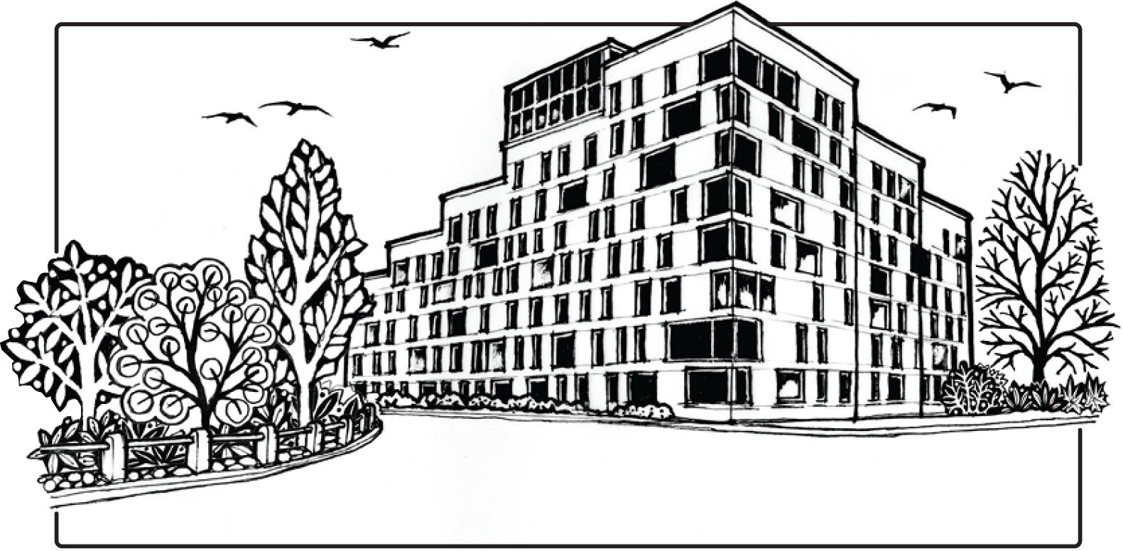 decorative graphic: Queens Road Student Accomodation