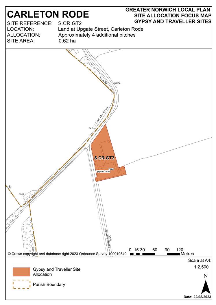 CARLETON RODE SITE REFERENCE: S.CR.GT2 LOCATION: Land at Upgate Street, Carleton Rode ALLOCATION: Approximately 4 additional pitches SITE AREA: 0.62 ha