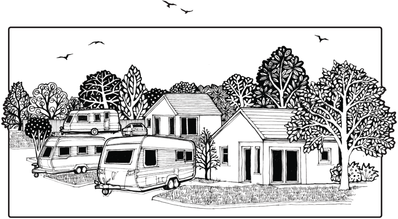 drawing of a Travelers site with caravans