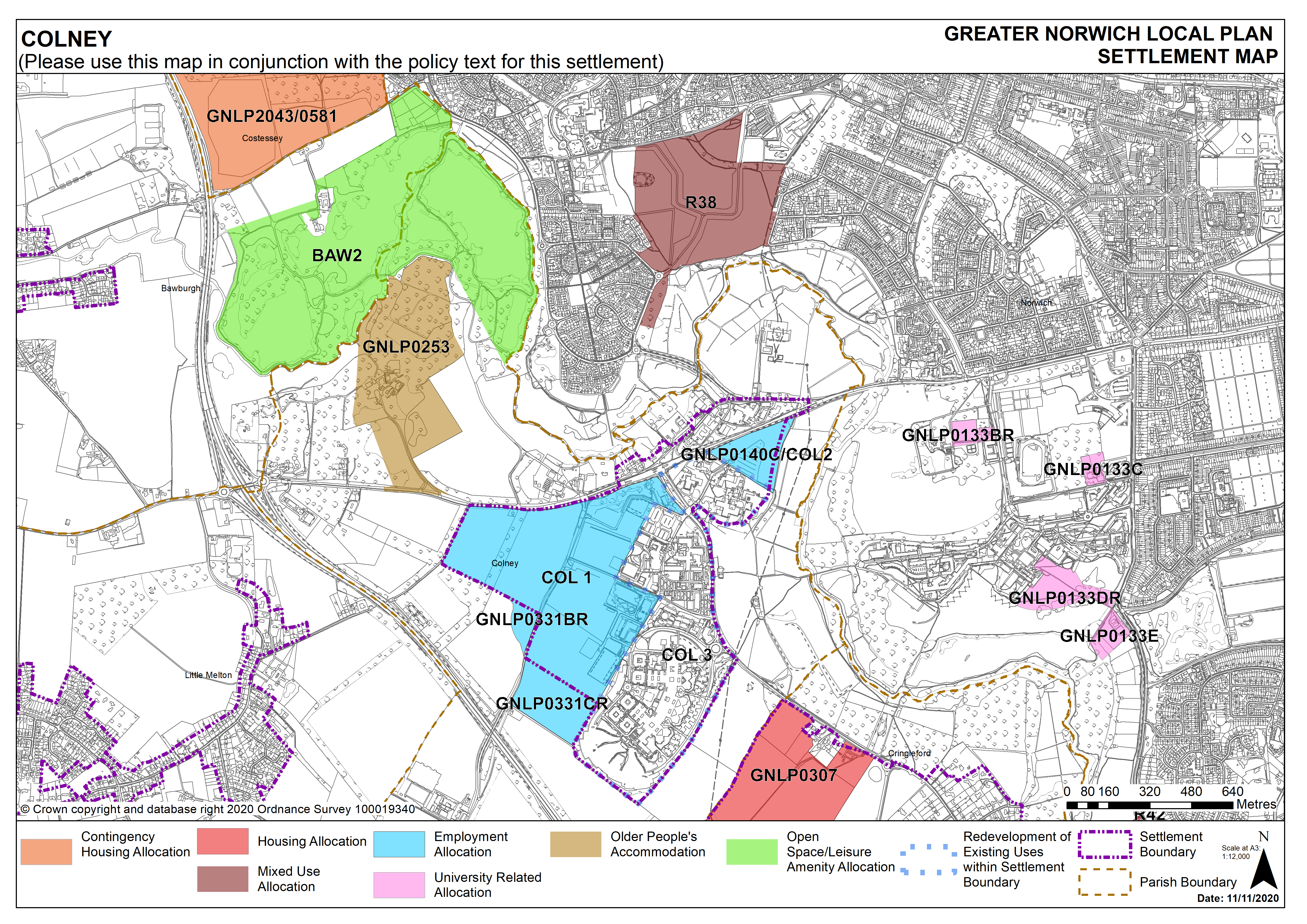 Colney settlement map