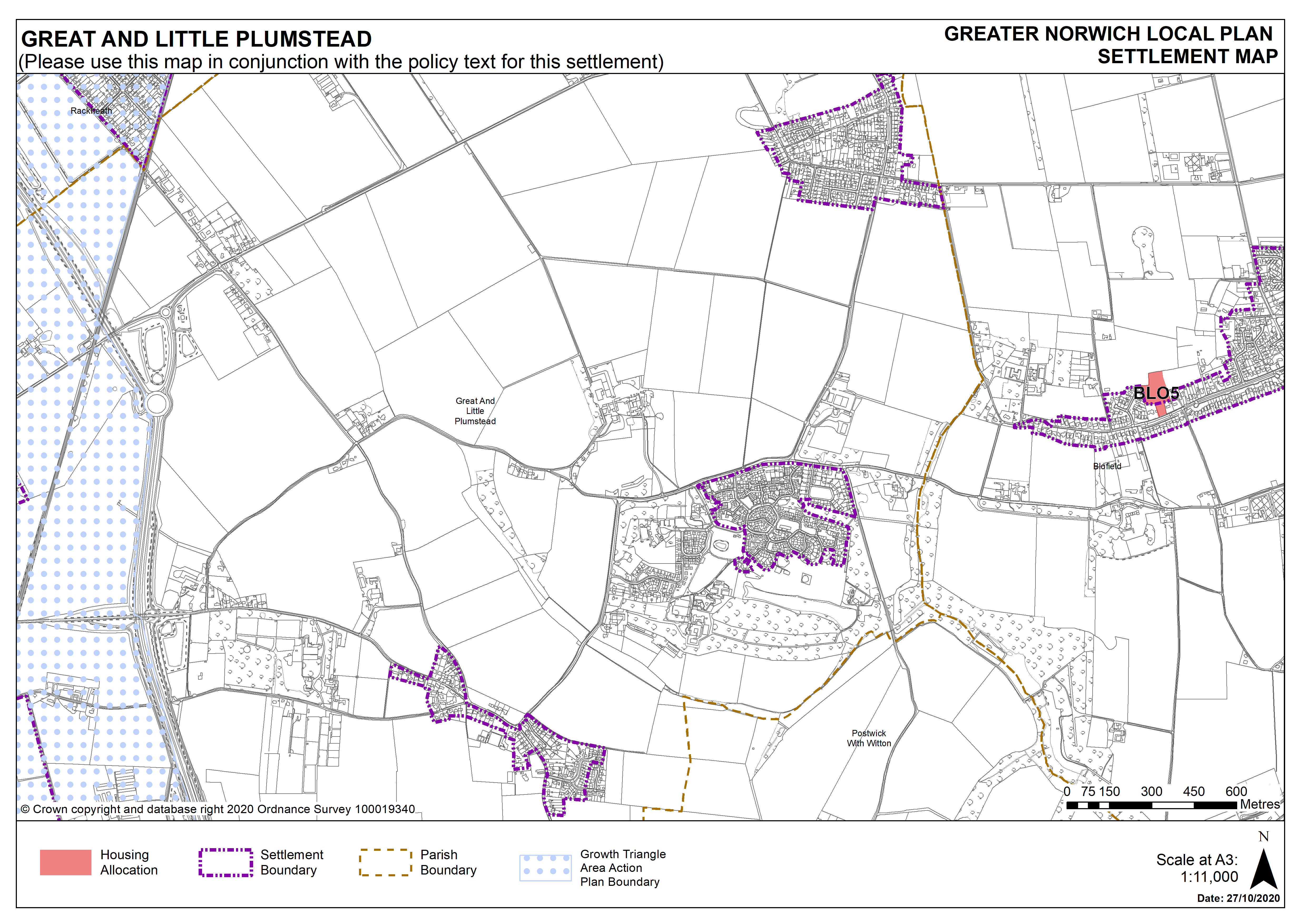 GREAT & LITTLE PLUMSTEAD settlement map