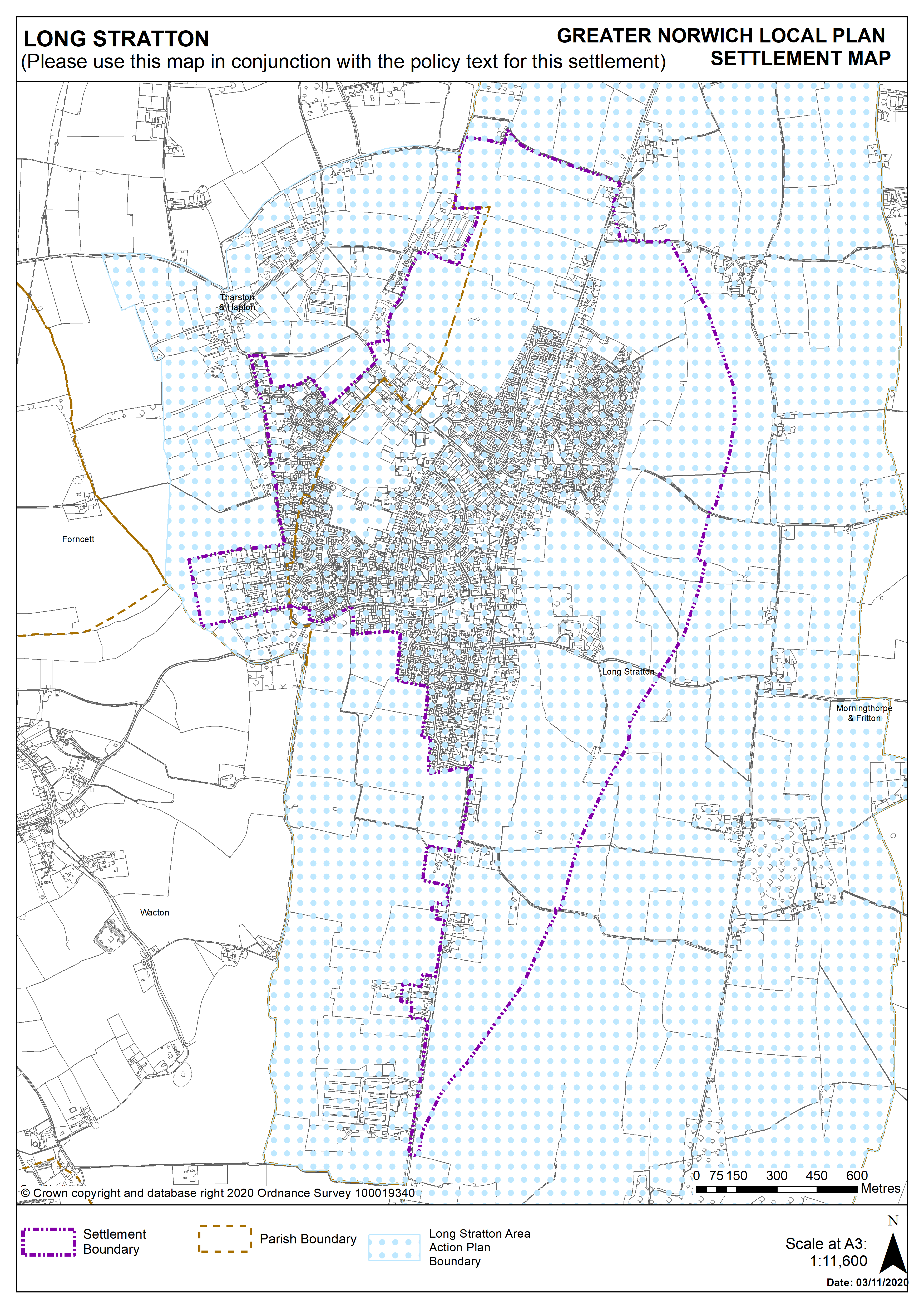 Long Stratton Settlement Map