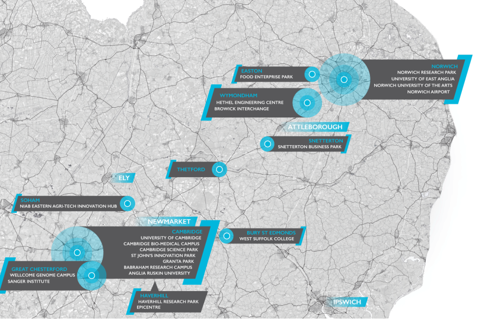 Map 1 The Cambridge Norwich Tech Corridor