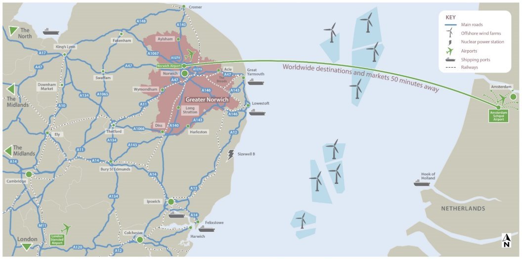 Map 2 Greater Norwich main transport links