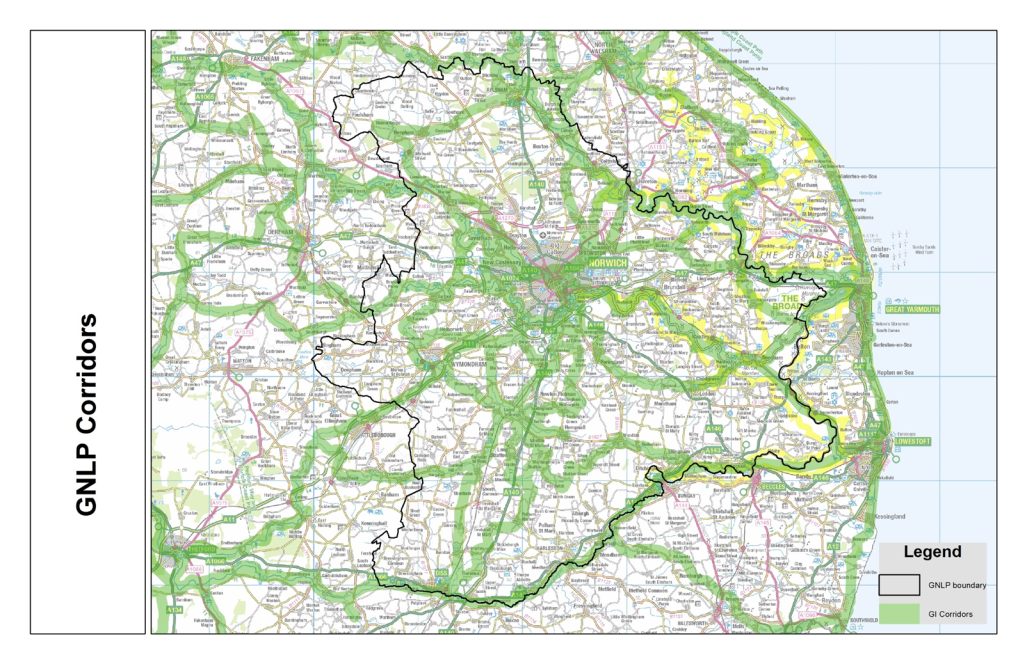 Map 8A Green Infrastructure (GI) Corridors in Greater Norwich 