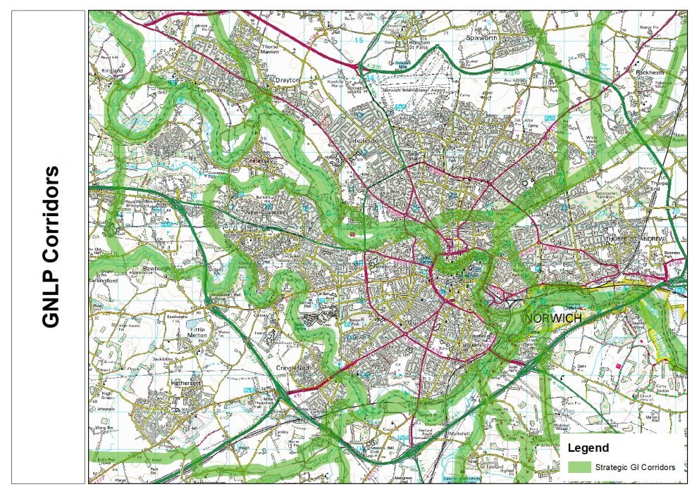 Map 8B GI Corridors in the Norwich Urban Area